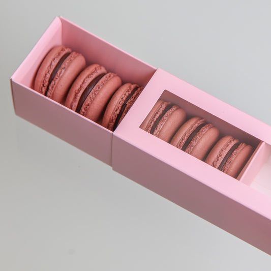 Box of 6 Brownie macarons with dark chocolate ganache, YBLN Pastry Calgary