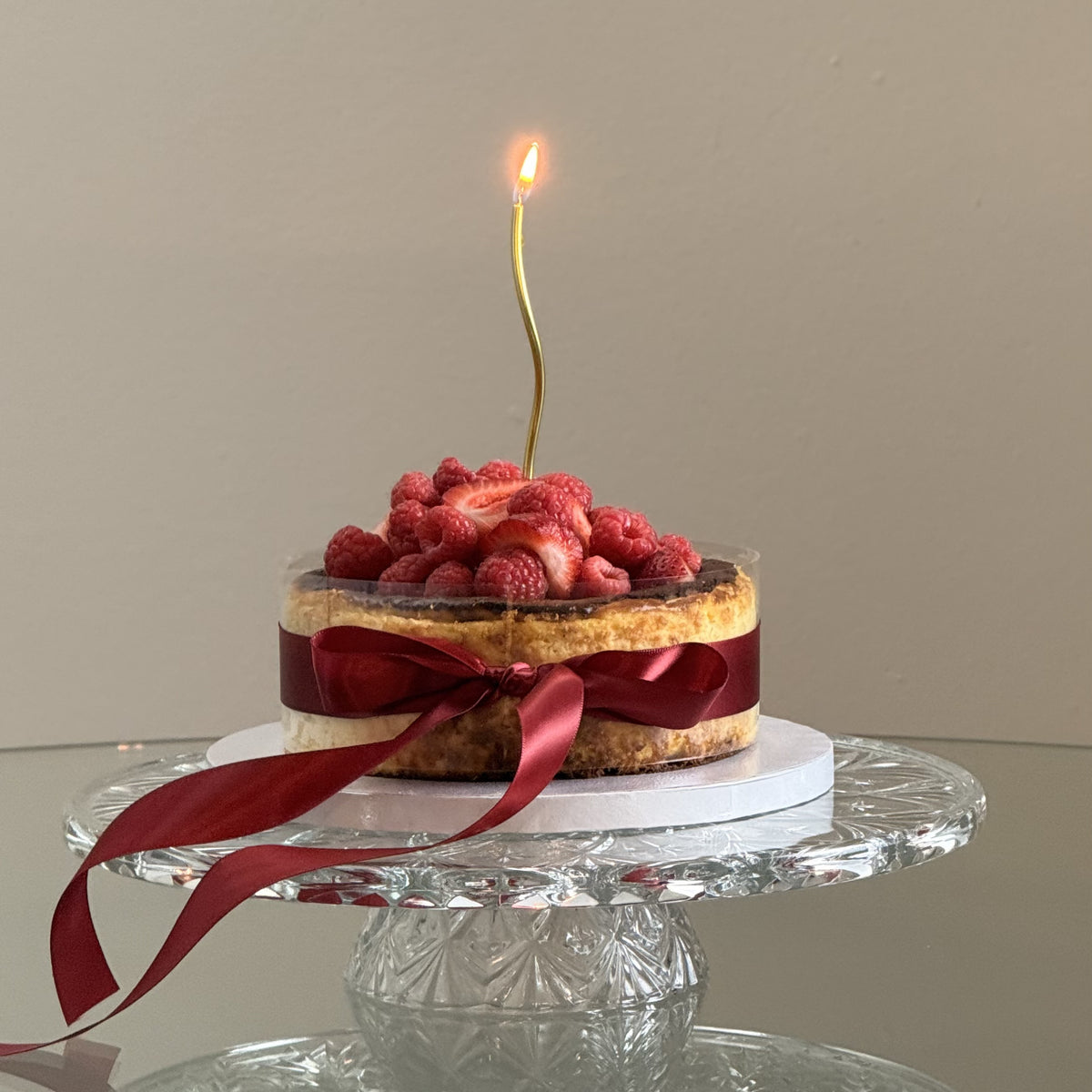 Basque Cheesecake with fresh strawberries and caramelized top, YBLN Pastry Calgary