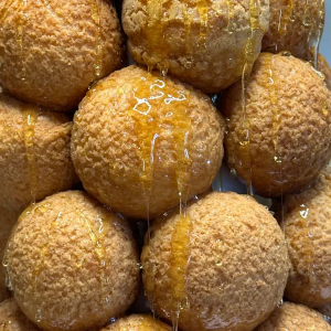 Croquembouche choux tower with caramel, YBLN Pastry Calgary